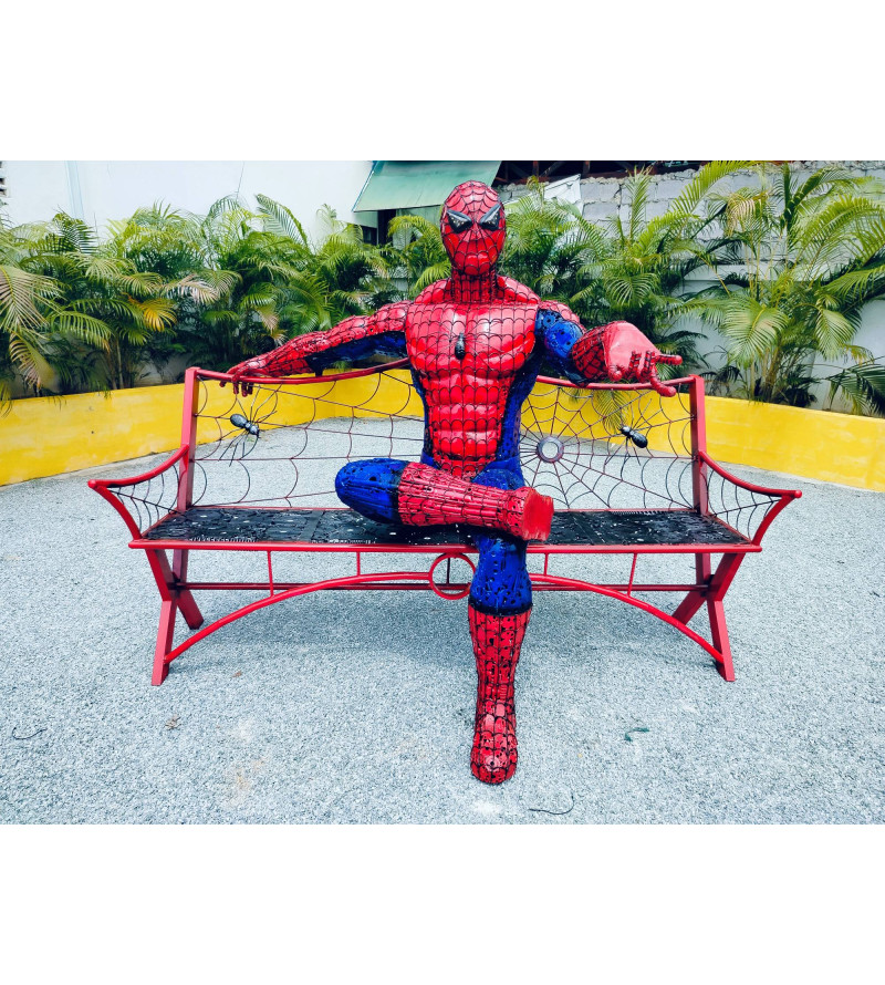 Marvel's Spider-Man 200 cm tall sitting on a bench