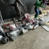 Wrapped parts, with foam sheets beside them